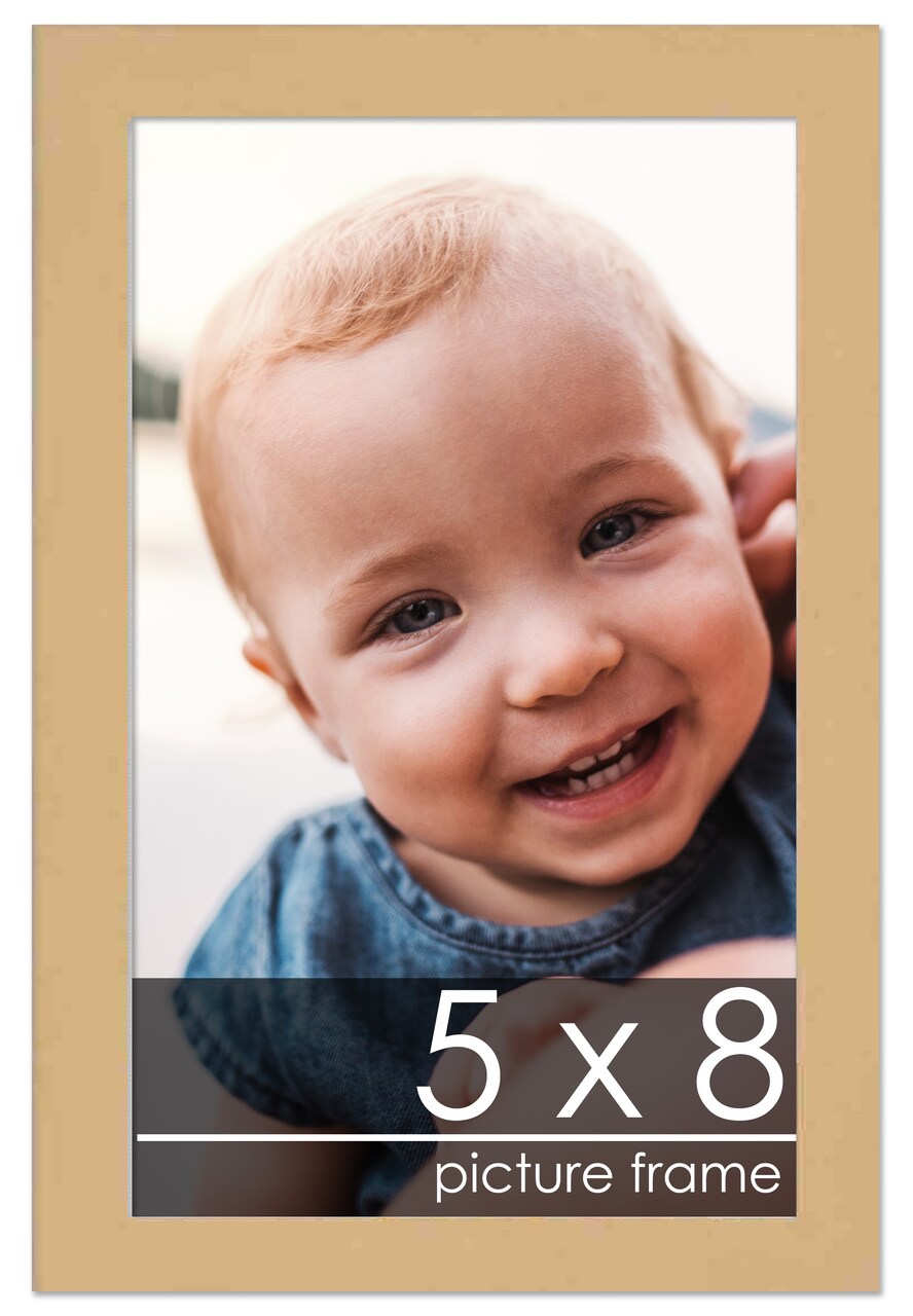 5x8 Solid Wood Picture Frame with UV-Resistant Acrylic & Acid-Free Backing, Available in 6 Finishes: Matte Black, Matte White, Metallic Bronze, Silver, Natural Wood Grain & Mahogany